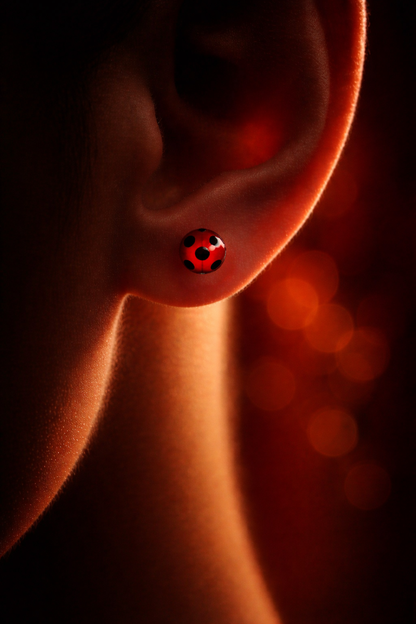 Boucles d'oreilles coccinelle Miraculous (puces)