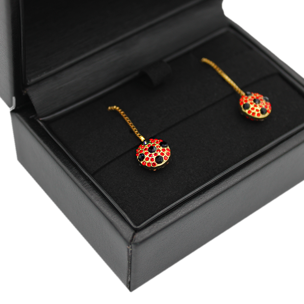 Ladybug 18k Gold Hand Painted Ladybug Earrings with Enamel Half Gold Balls  10mm Diameter Glitter and Snap Closure Ideal for Girls and Not So Girls! :  Amazon.co.uk: Fashion