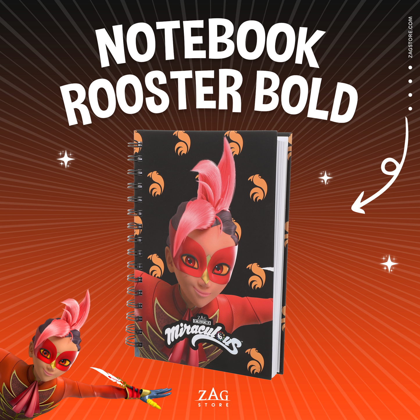 Super Heroes Notebook Rooster Bold